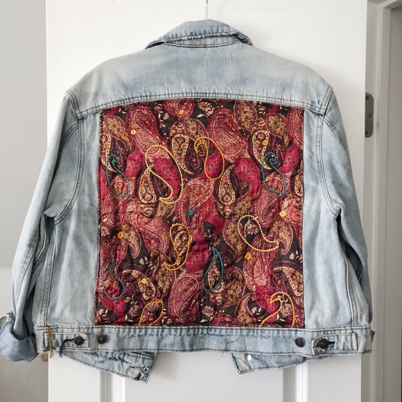 Free People Jackets & Blazers - Free People Paisley Back Patch Denim Jacket
